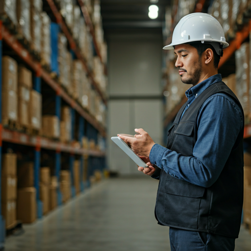 Warehouse manager using a tablet device for inventory tracking